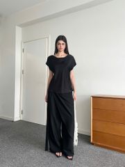 TUBYCATU | BLACK FLOW WRAP TROUSERS