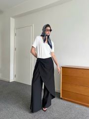 TUBYCATU | BLACK FLOW WRAP TROUSERS