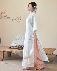 TUBYCATU | ÁO DÀI LIÊN TÂM TRẮNG (Không kèm quần)