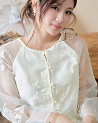 TUBYCATU | ÁO TƠ ORGANZA THÊU HOA NGỌC VÂN