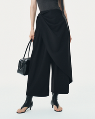 TUBYCATU | BLACK FLOW WRAP TROUSERS