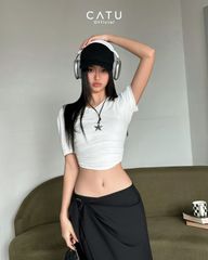 TUBYCATU | BLACK FLOW WRAP TROUSERS