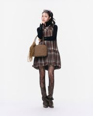 TUBYCATU | Đầm Brown Plaid Dress (Freesize)