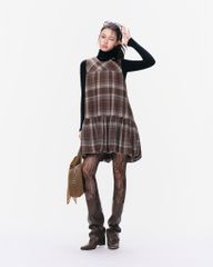 TUBYCATU | Đầm Brown Plaid Dress (Freesize)
