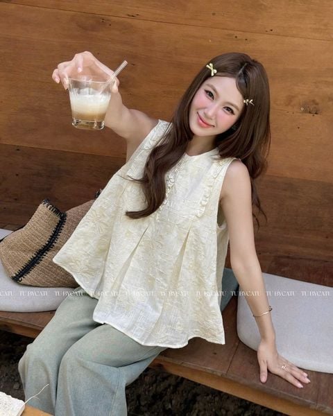 TUBYCATU | Áo ren kem thêu ly A phối bèo