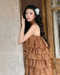 TUBYCATU | Brown Pleated Dress kèm quần (Limited)