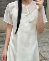 TUBYCATU | SET TUYẾT AN (ĐẦM LÓT THÊU HOA + ĐẦM VOAN TƠ)