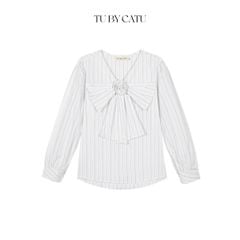 TUBYCATU | Blue/ White striped bowtie shirt