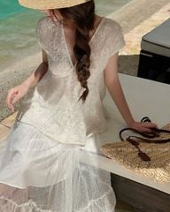 TUBYCATU | Sequin Lace Whie Top (Limited)
