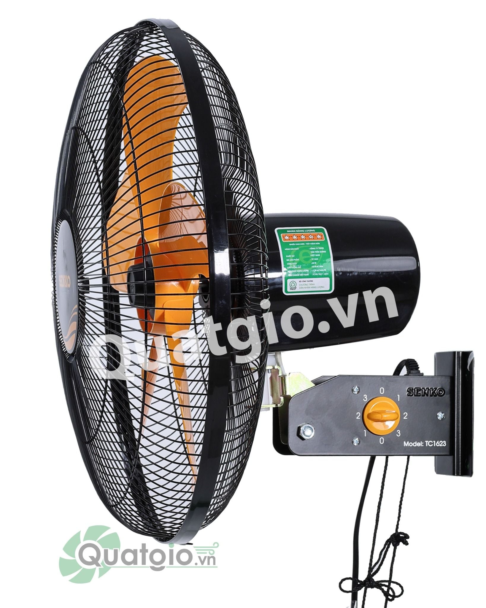 [ New 2026 ] Quạt treo Senko TC1623 - 60W - 2 Dây giật (Đen cam/Kem nâu)