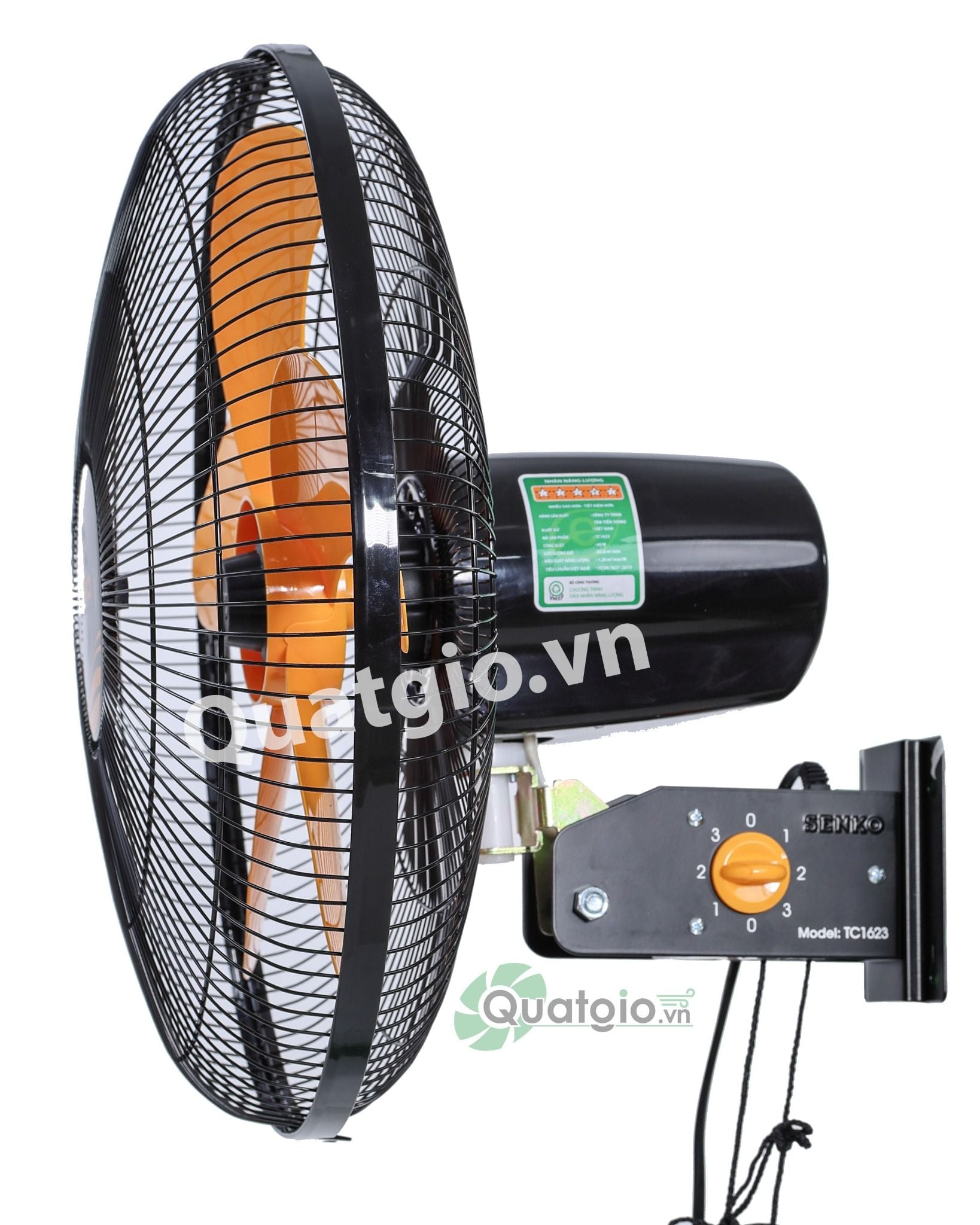 [ New 2026 ] Quạt treo Senko TC1623 - 60W - 2 Dây giật (Đen cam/Kem nâu)