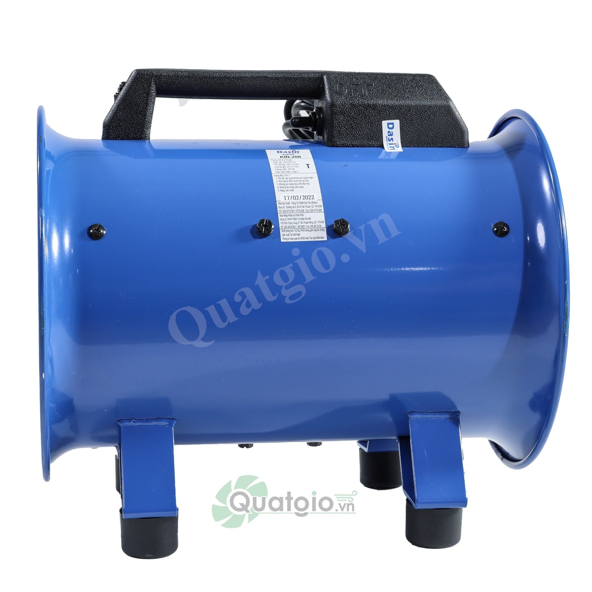 Quạt thông gió di động Dasin KIN-200 - 107w (220V/380V)