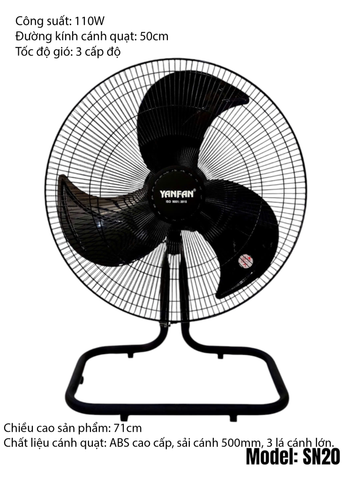 QUẠT SÀN CÔNG NGHIỆP B6 YANFAN SN20 CÔNG SUẤT 110W