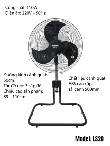 QUẠT SÀN LỬNG CÔNG NGHIỆP B6 YANFAN LS20 CÔNG SUẤT 110W