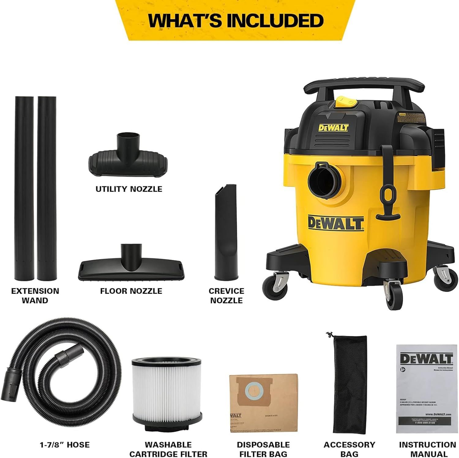 Máy hút bụi 3 chức năng Khô/Ướt/Thổi - Hiệu Dewalt DXV20P-20 Lít