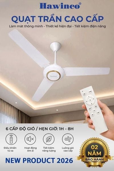 Quạt Trần 3 Cánh Sải Cánh HAWINCO QT1400DC
