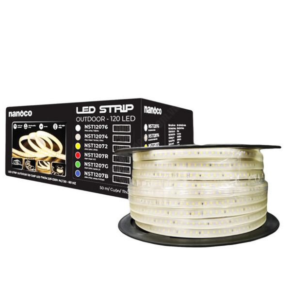 Đèn LED dây ngoài trời Nanoco 72 chip LED/m 4,5W/m IP65 (cuộn 50 m)