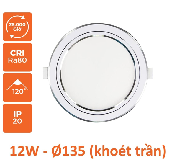 Đèn LED Slim Panel âm trần Nanoco Hera 12W viền bạc (khoét lỗ Ø135)