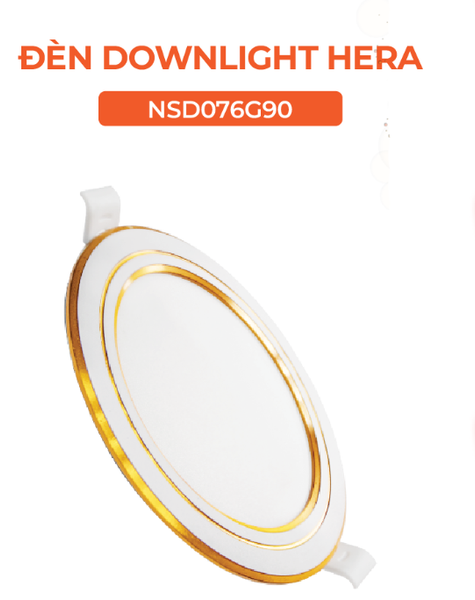 Đèn LED Slim Panel âm trần Nanoco Hera 7W viền vàng (khoét lỗ Ø90)