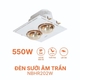 Đèn sưởi phòng tắm âm trần Nanoco NBHR202W 2 bóng 550W (công tắc)