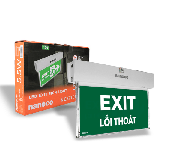 Đèn Exit thoát hiểm LED Nanoco NEX2108C1 (chứng nhận PCCC, pin 3 giờ)