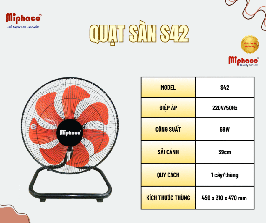 Quạt sàn Miphaco S42 - 68W