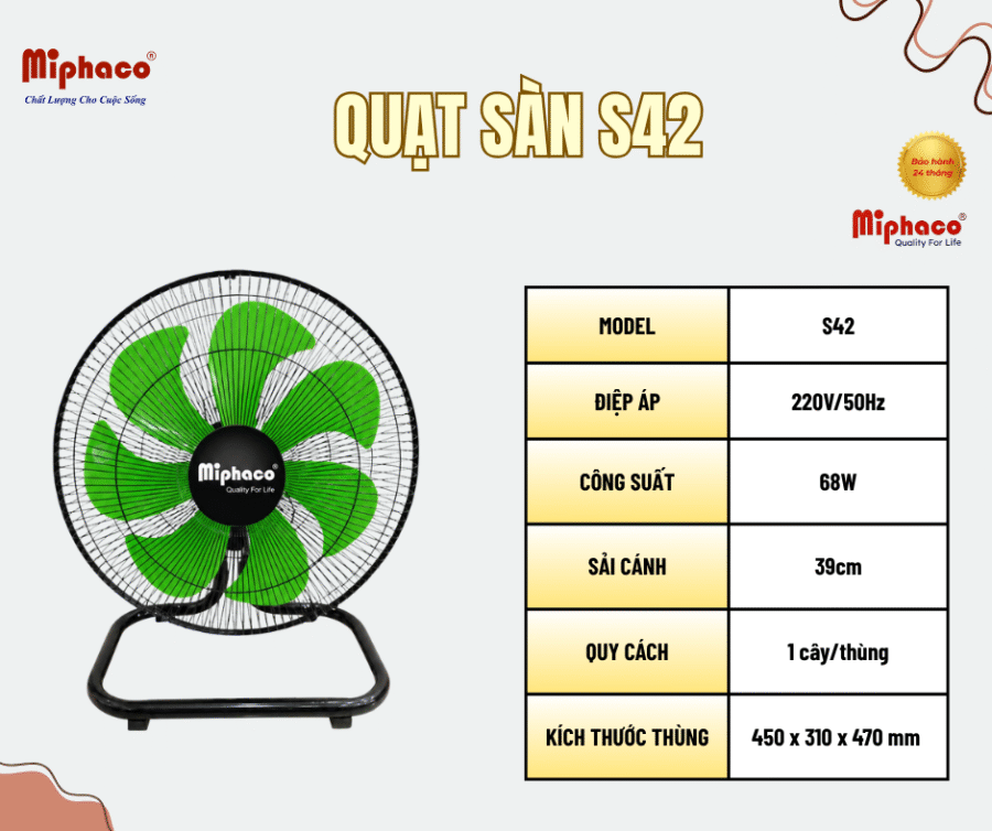 Quạt sàn Miphaco S42 - 68W