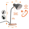 Đèn bàn Nanoco NDKC03 đế gỗ (tặng bóng LED bulb 5W E27)