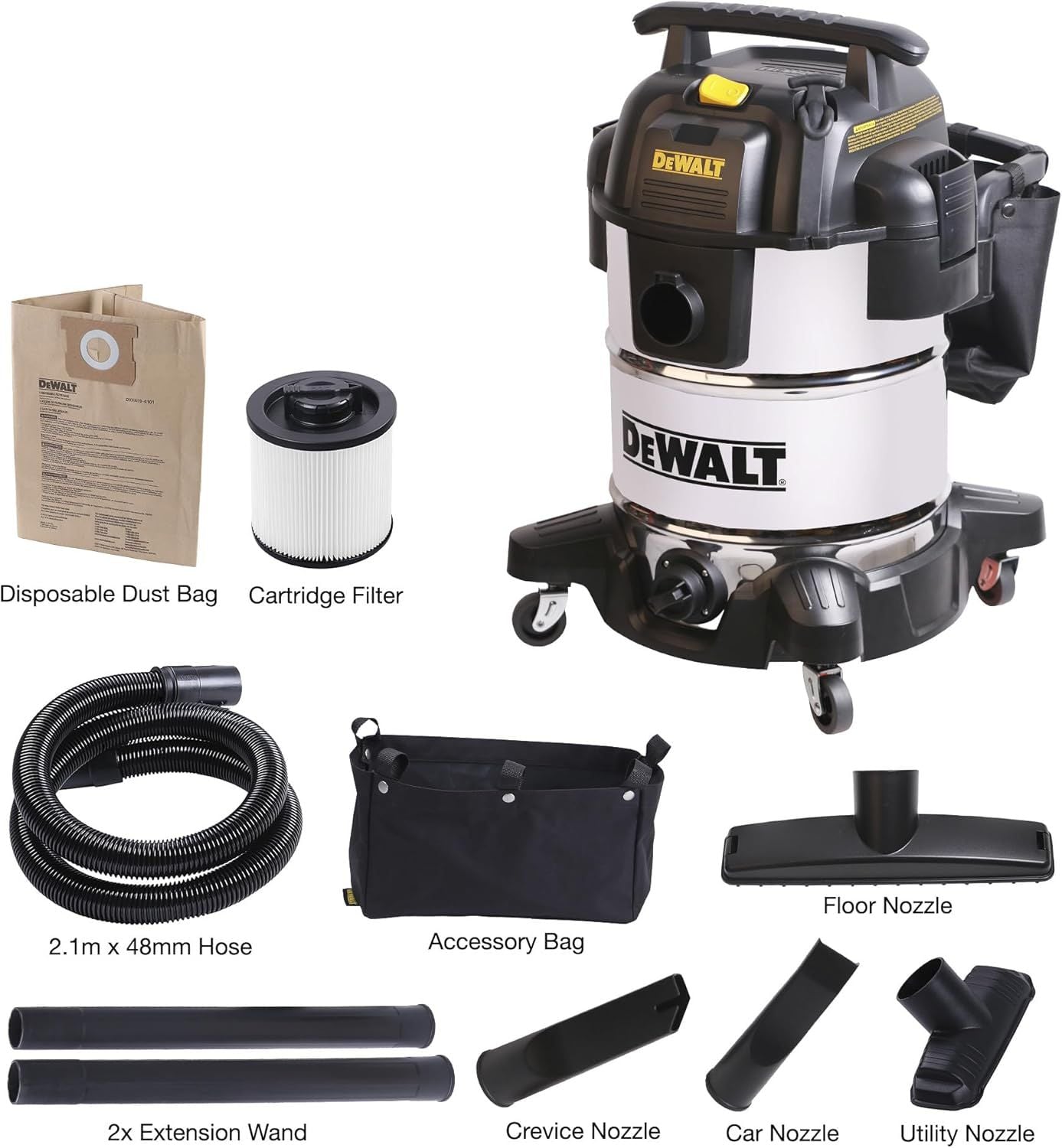 Máy hút bụi công nghiệp 3 chức năng ướt/khô/thổi 38L DEWALT DXV38SD - 1300w