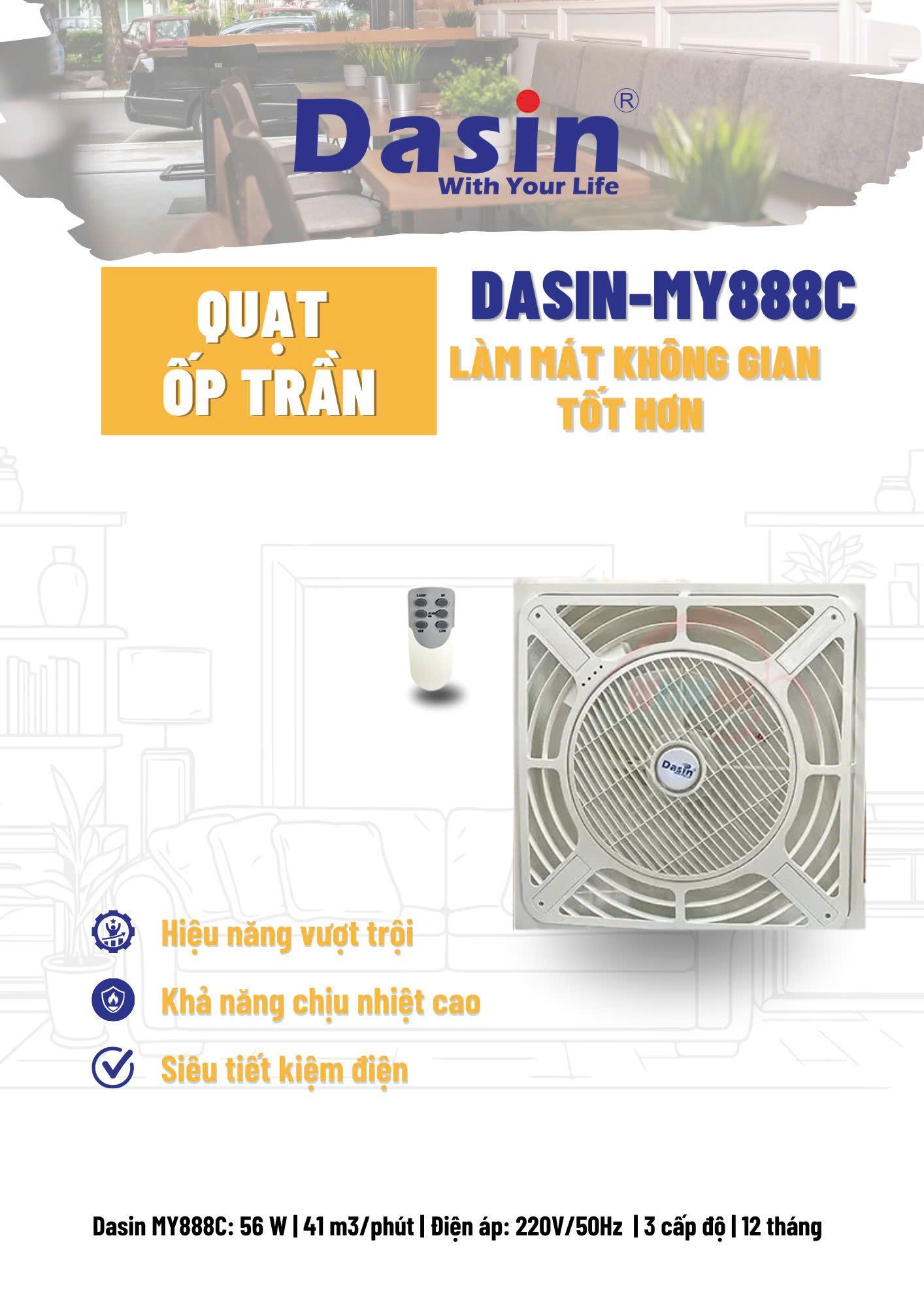 Quạt Ốp Trần Dasin MY-888C / MY-888DC1 (có remote)