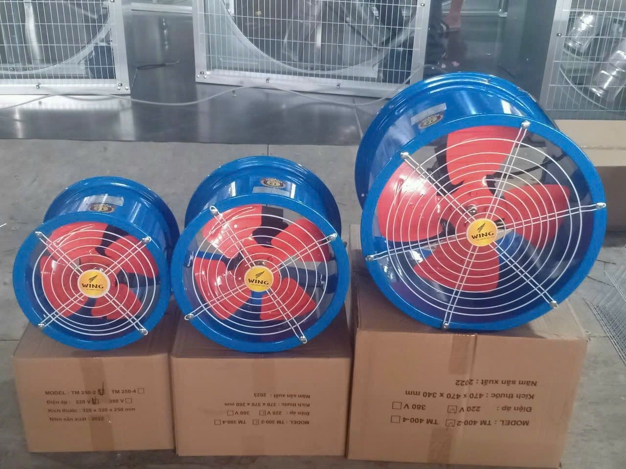 Quạt thông gió công nghiệp hướng trục tròn Wing TM 250-2 / TM 250-4 / TM 300-2 / TM 300-4 / TM 350-2 / TM 350-4 / TM 400-2 / TM 400-4 / TM 500-2 / TM 500-4 / TM600-4 / TM600-4