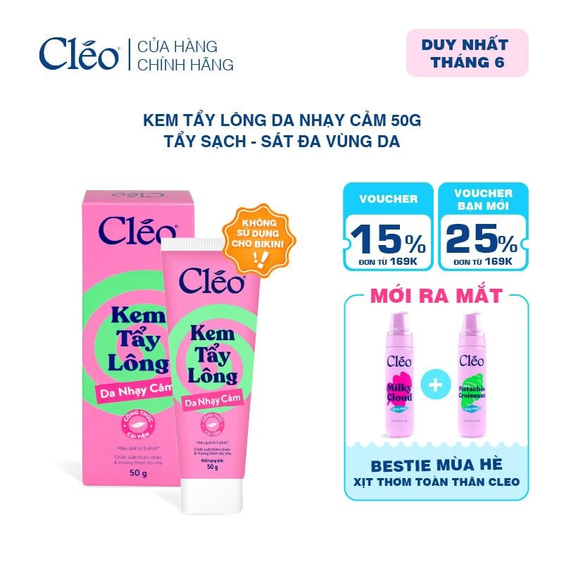 Kem Tẩy Lông Nách, Tay Chân Cleo - Sạch Sát, Không Kích Ứng 50g 