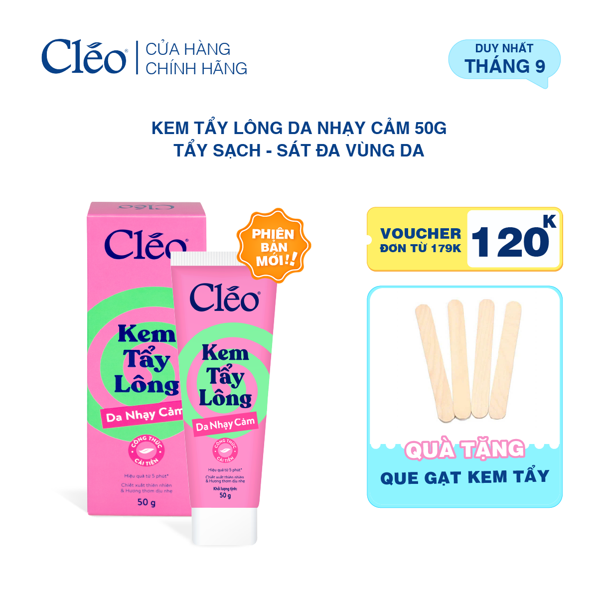  Kem Tẩy Lông Nách, Tay Chân Cleo - Sạch Sát, Không Kích Ứng 50g 