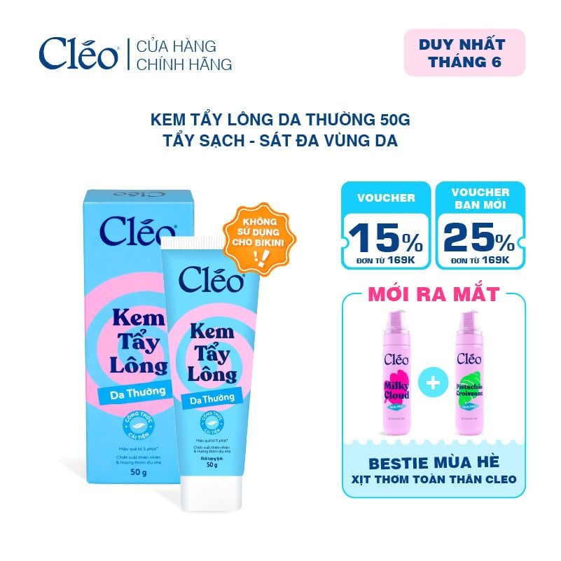  Kem Tẩy Lông Nách, Tay Chân Cleo - Sạch Sát, Không Kích Ứng 50g 