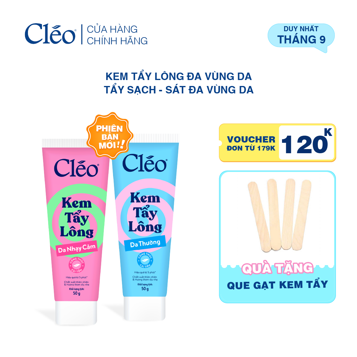  Kem Tẩy Lông Nách, Tay Chân Cleo - Sạch Sát, Không Kích Ứng 50g 