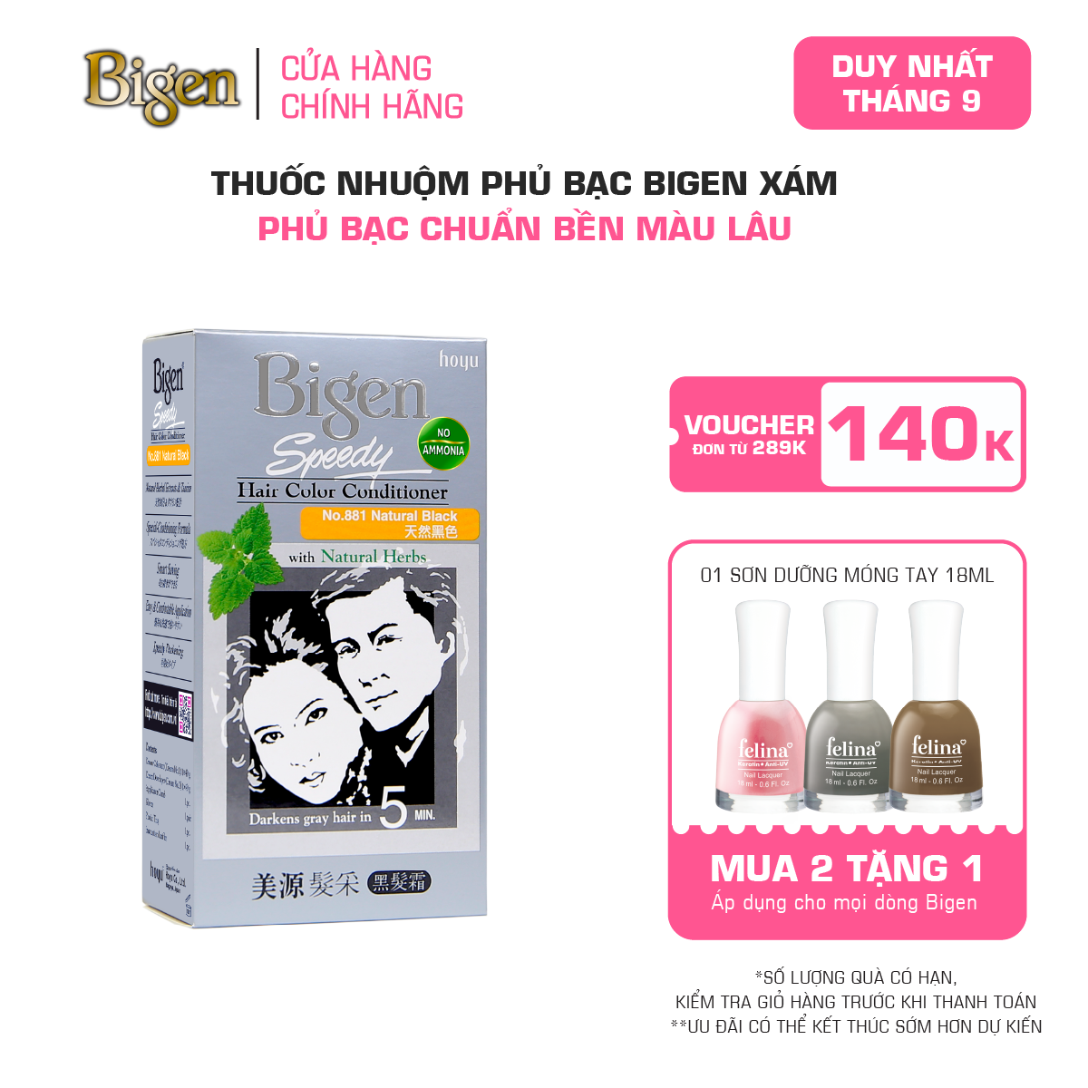  Thuốc Nhuộm Tóc Phủ Bạc Tại Nhà Bigen Xám - Phủ Bạc Thảo Dược, Dưỡng Tóc Mềm Mượt 80ml 