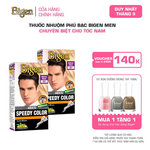  Combo 2 Thuốc Nhuộm Tóc Phủ Bạc Nam Tại Nhà Bigen Men - Phủ Bạc Thảo Dược, Dưỡng Tóc Mềm Mượt 80ml 