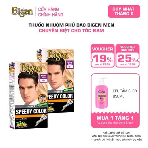  Combo 2 Thuốc Nhuộm Tóc Phủ Bạc Nam Tại Nhà Bigen Men - Phủ Bạc Thảo Dược, Dưỡng Tóc Mềm Mượt 80ml 