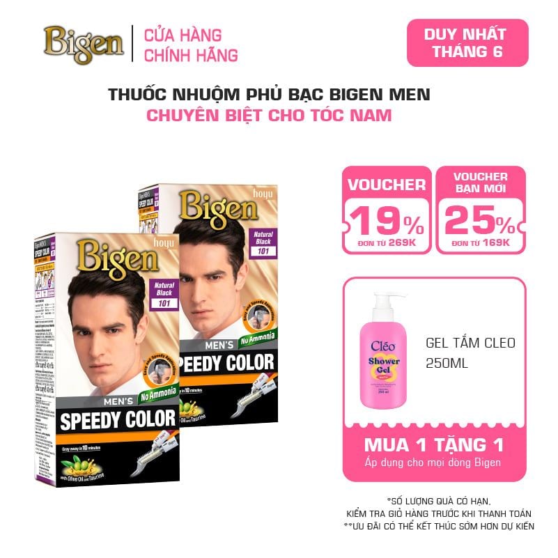  Combo 2 Thuốc Nhuộm Tóc Phủ Bạc Nam Tại Nhà Bigen Men - Phủ Bạc Thảo Dược, Dưỡng Tóc Mềm Mượt 80ml 