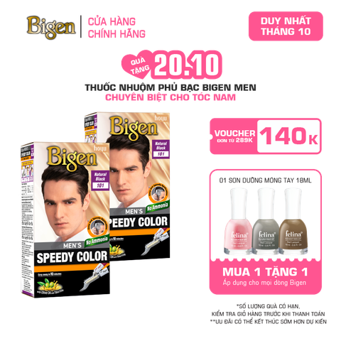  Combo 2 Thuốc Nhuộm Tóc Phủ Bạc Nam Tại Nhà Bigen Men - Phủ Bạc Thảo Dược, Dưỡng Tóc Mềm Mượt 80ml 