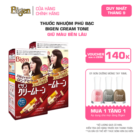  Combo 2 Thuốc Nhuộm Tóc Phủ Bạc Tại Nhà Bigen Cream Tone - Phủ Bạc Nội Địa Nhật Giữ Màu Bền Lâu 80ml 