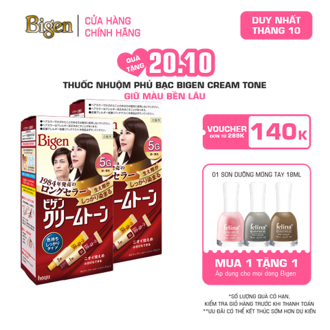  Combo 2 Thuốc Nhuộm Tóc Phủ Bạc Tại Nhà Bigen Cream Tone - Phủ Bạc Nội Địa Nhật Giữ Màu Bền Lâu 80ml 