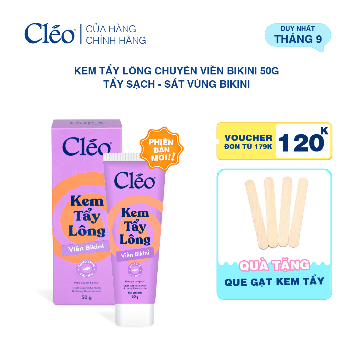  Kem Tẩy Lông Viền Bikini Cleo - Sạch Sát, Không Kích Ứng 50g 