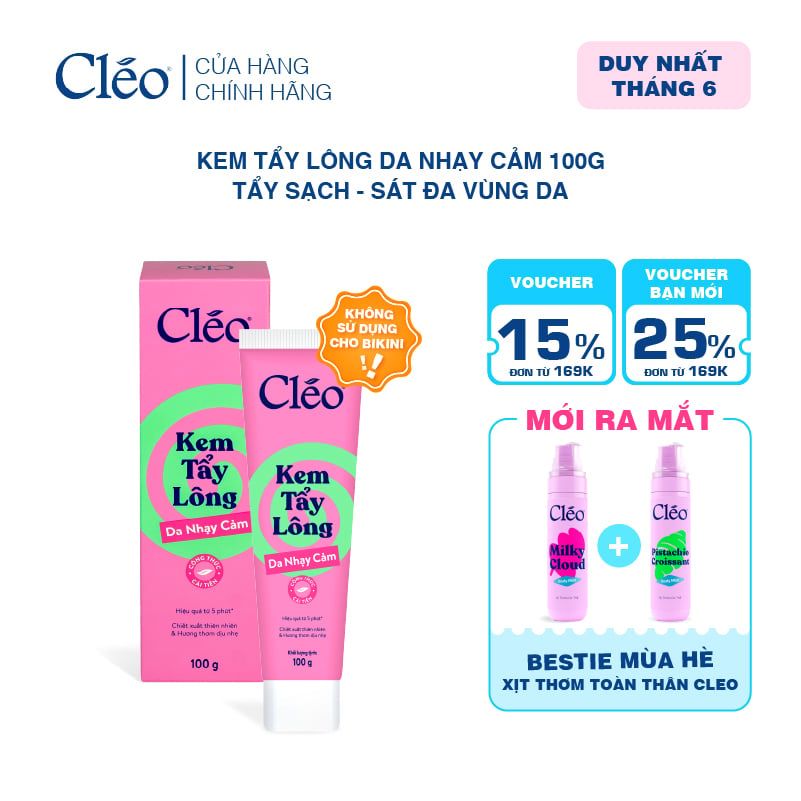  Kem Tẩy Lông Nách, Tay Chân Cleo - Sạch Sát, Không Kích Ứng 100g 