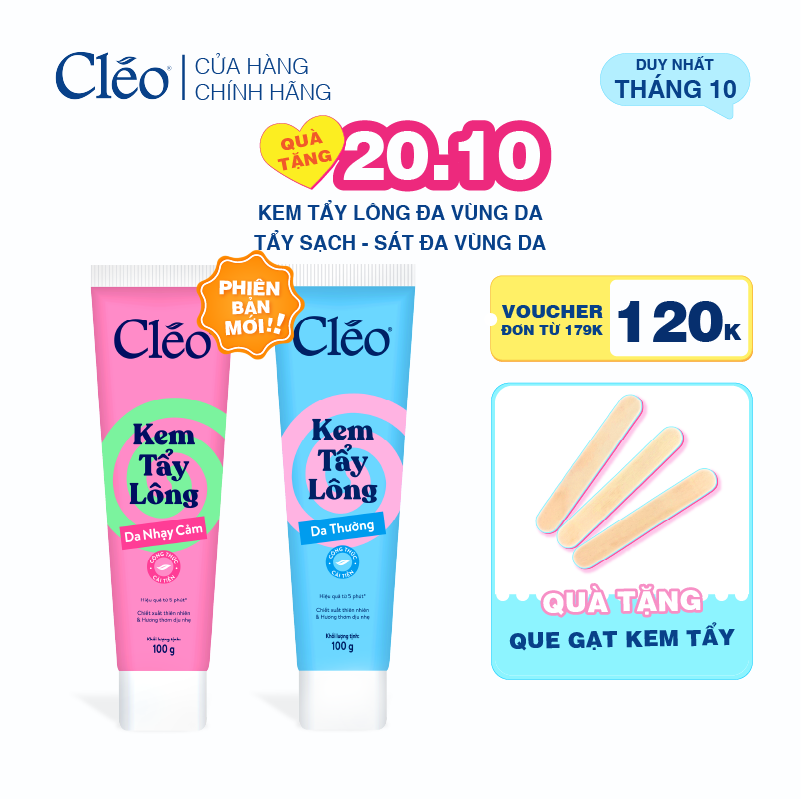  Kem Tẩy Lông Nách, Tay Chân Cleo - Sạch Sát, Không Kích Ứng 100g 