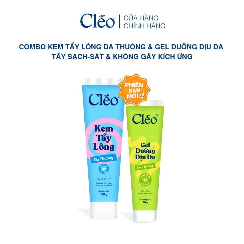  Combo Kem Tẩy Lông Nách, Tẩy Lông Tay Chân Cleo 100g & Gel Dưỡng Dịu Da 20g 