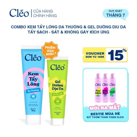  Combo Kem Tẩy Lông Nách, Tẩy Lông Tay Chân Cleo 100g & Gel Dưỡng Dịu Da 20g 