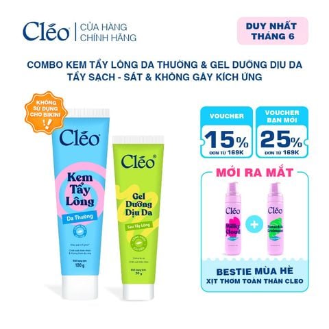  Combo Kem Tẩy Lông Nách, Tẩy Lông Tay Chân Cleo 100g & Gel Dưỡng Dịu Da 20g 