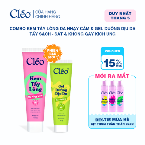  Combo Kem Tẩy Lông Nách, Tẩy Lông Tay Chân Cleo 100g & Gel Dưỡng Dịu Da 20g 