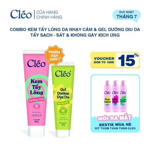  Combo Kem Tẩy Lông Nách, Tẩy Lông Tay Chân Cleo 100g & Gel Dưỡng Dịu Da 20g 